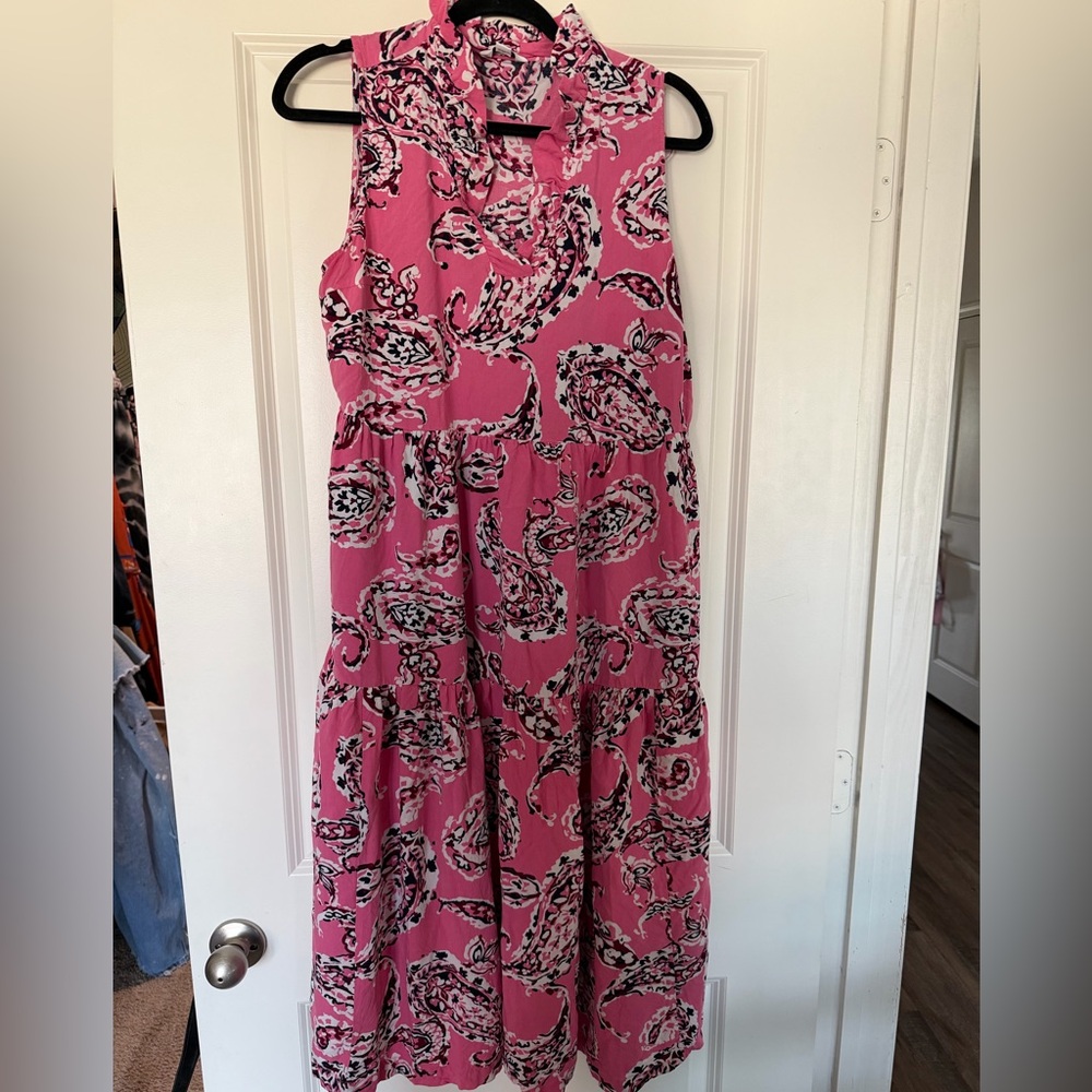 Pink Paisley Tiered Maxi Dress